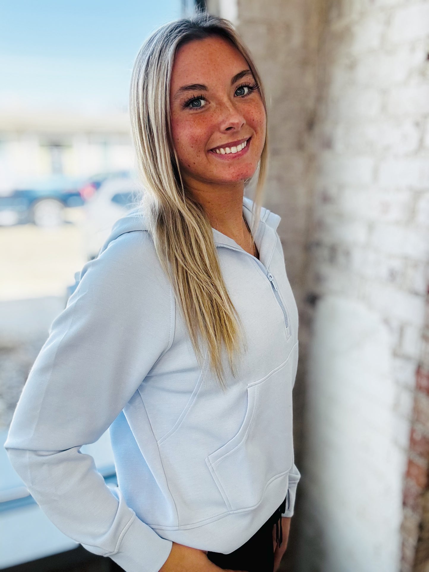 Frost Blue Scuba 1/4 Zip Hoodie