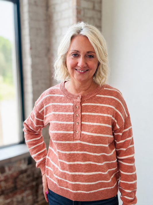 TERRACOTTA & IVORY STRIPE SWEATER