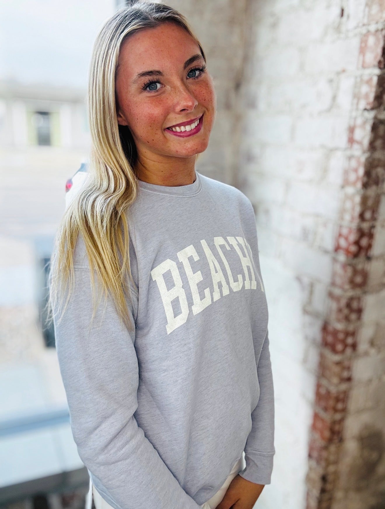 Heather Lavender “Beachy” Graphic Sweatshirt