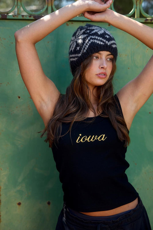 IOWA EMBROIDERED LOGO RIBBED TANK TOP