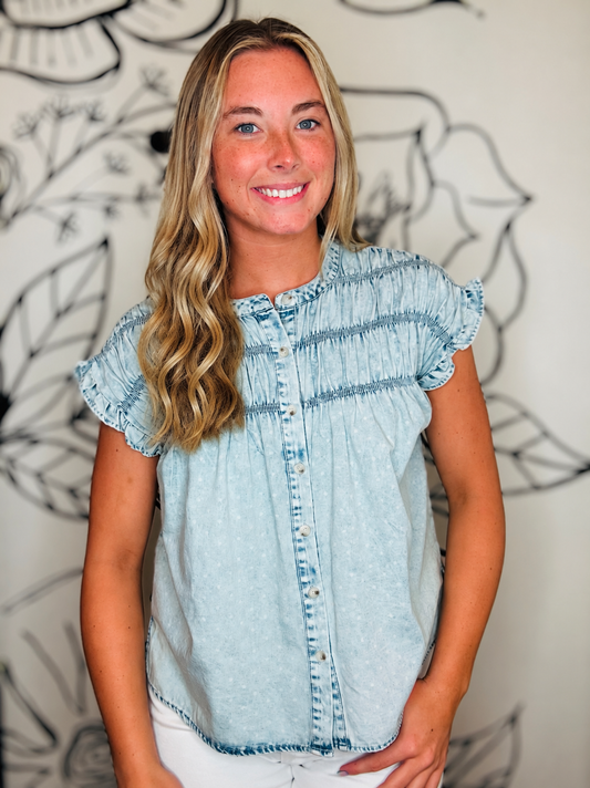 LIGHT CHAMBRAY DENIM TOP
