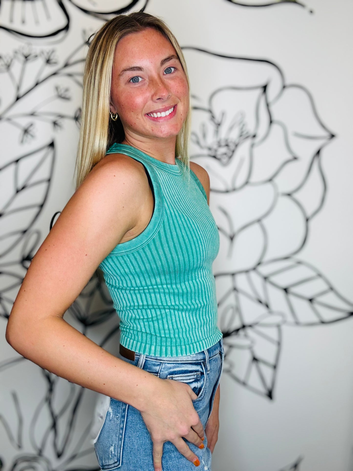 MINERAL WASH RIBBED TANK IN 2 COLORS