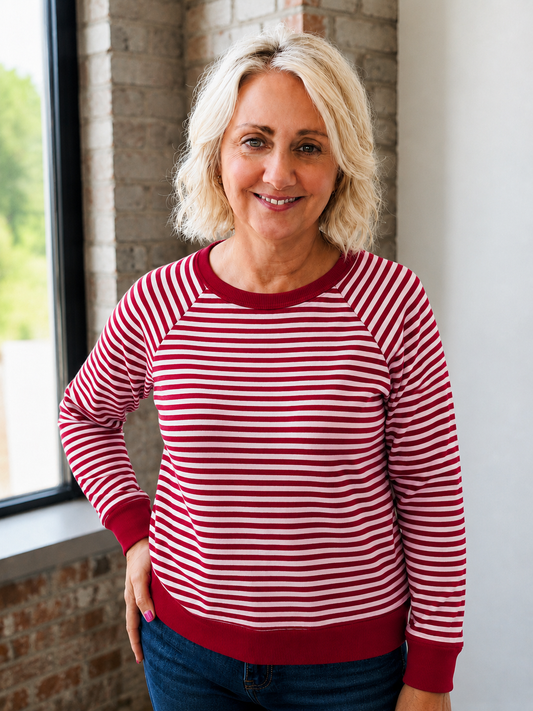 CRANBERRY STRIPE PULLOVER