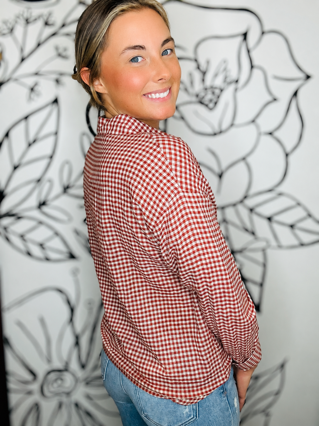 BRICK & IVORY GINGHAM BUTTON-UP SHIRT