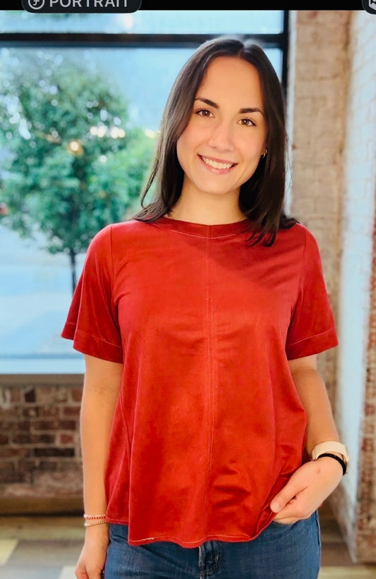 RUST SUEDE-LIKE TOP