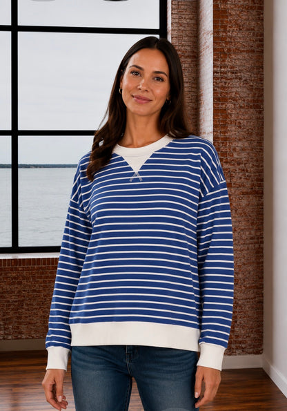 STRIPED CREW PULLOVER