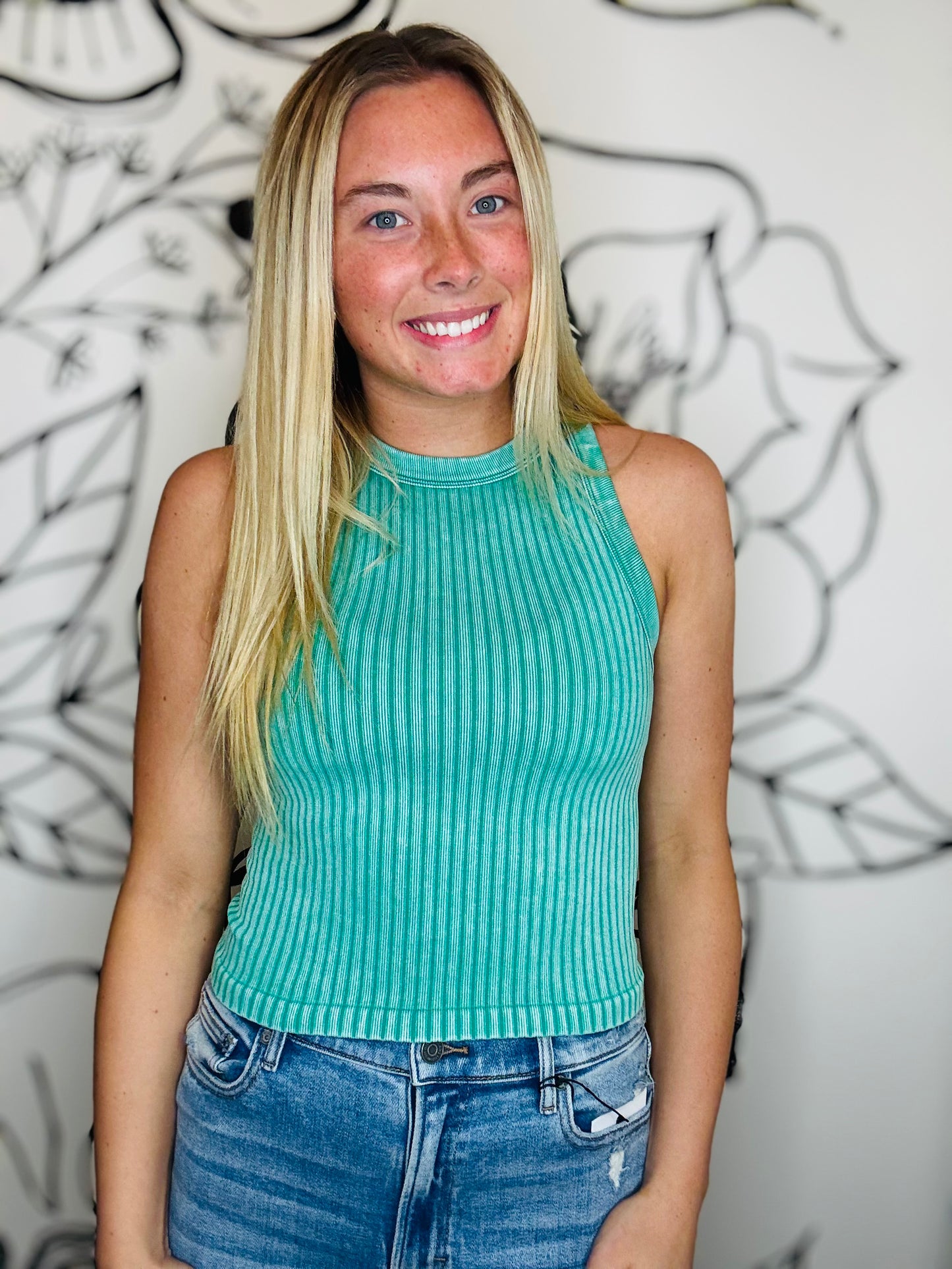 MINERAL WASH RIBBED TANK IN 2 COLORS