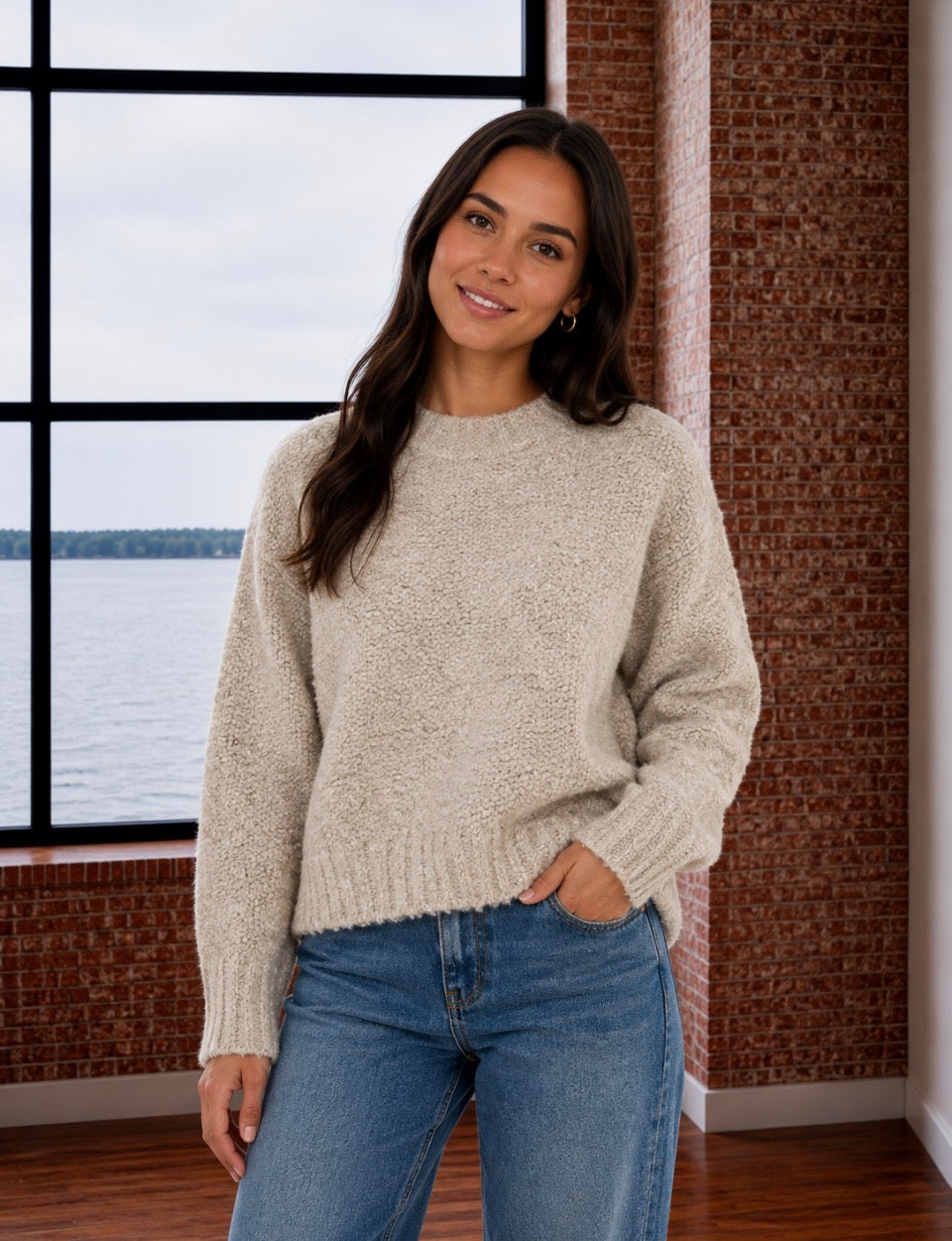 OAT MOCK NECK CROPPED SWEATER