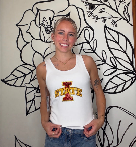 IOWA STATE SEQUIN RIBBED TANK