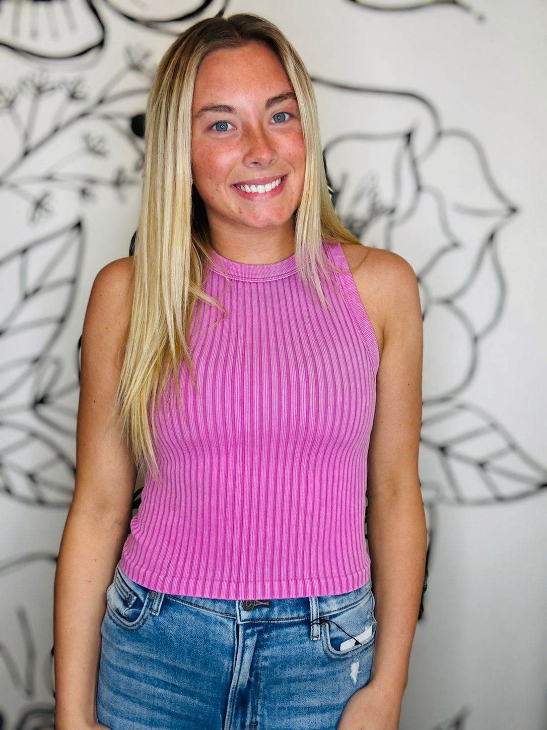 MINERAL WASH RIBBED TANK IN 2 COLORS