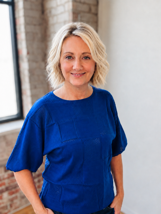 MULTIPLES ROYAL BLUE KNIT TOP