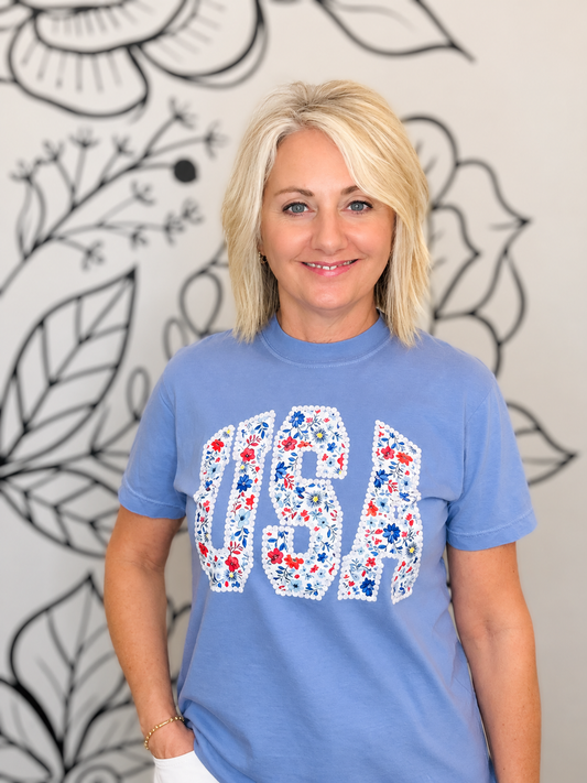 TAYLOR FLORAL USA TEE