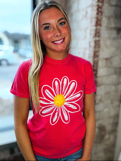 Coral Pink “Daisy” Graphic Tee