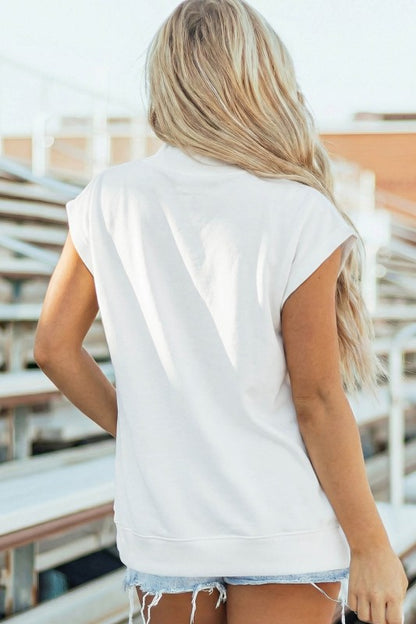 WHITE “AMERICA FLAG” GRAPHIC PULLOVER