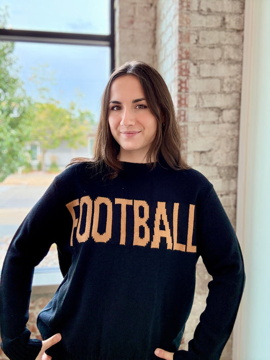 BLACK / BROWN FOOTBALL SWEATER
