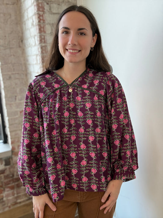 FUCHSIA FLORAL BLOUSE