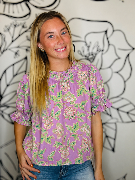 ORCHID CRUSH FLORAL PRINT TOP