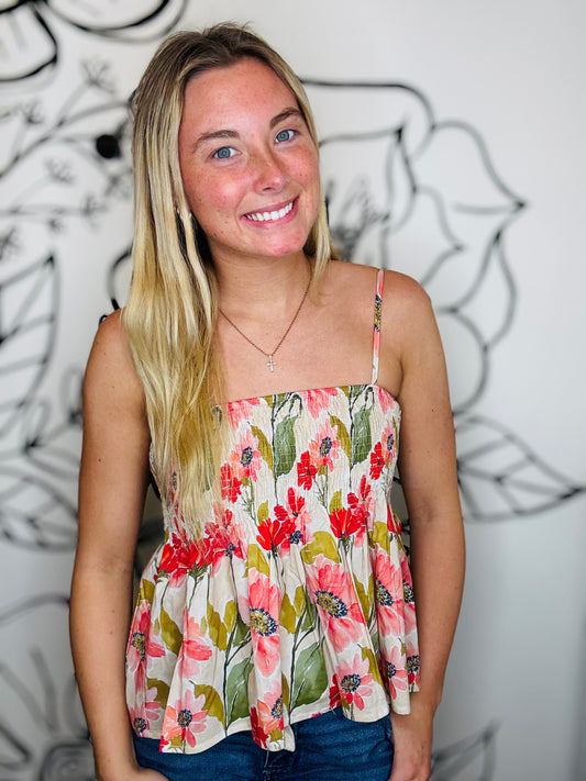 FLORAL SPAGHETTI STRAP TOP