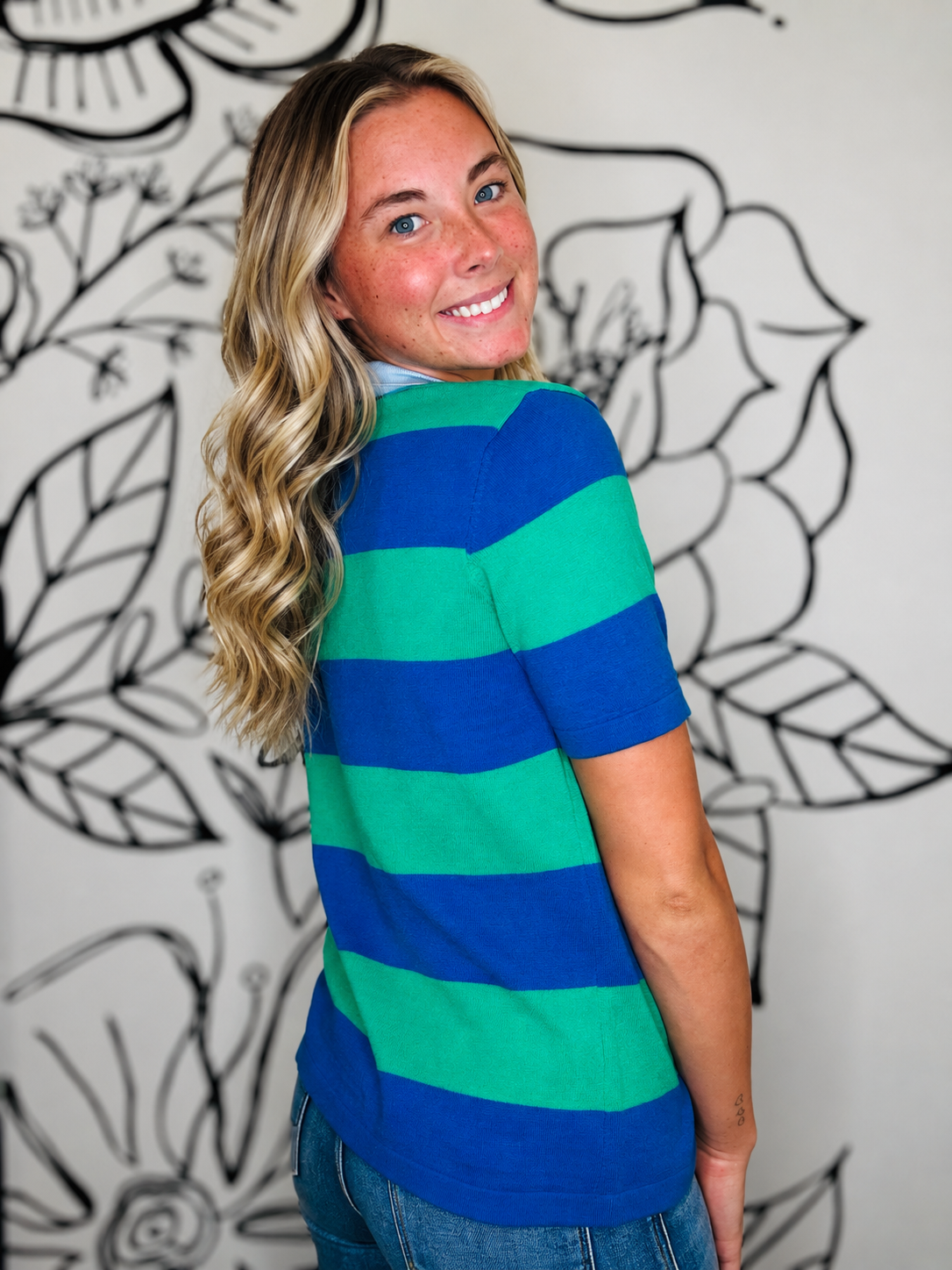 ROYAL BLUE & KELLEY GREEN RUGBY KNIT TOP