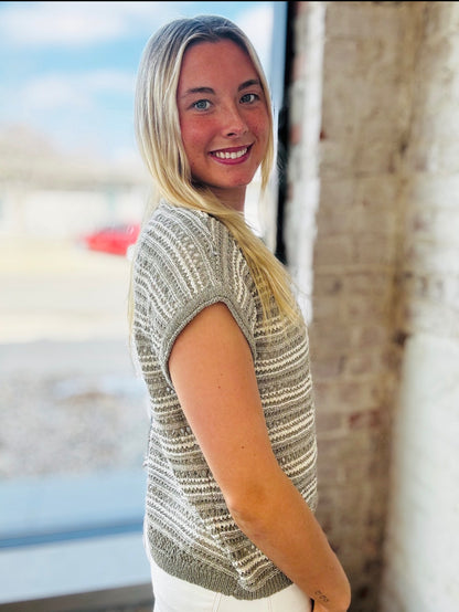 Lt Olive Stripe Sweater