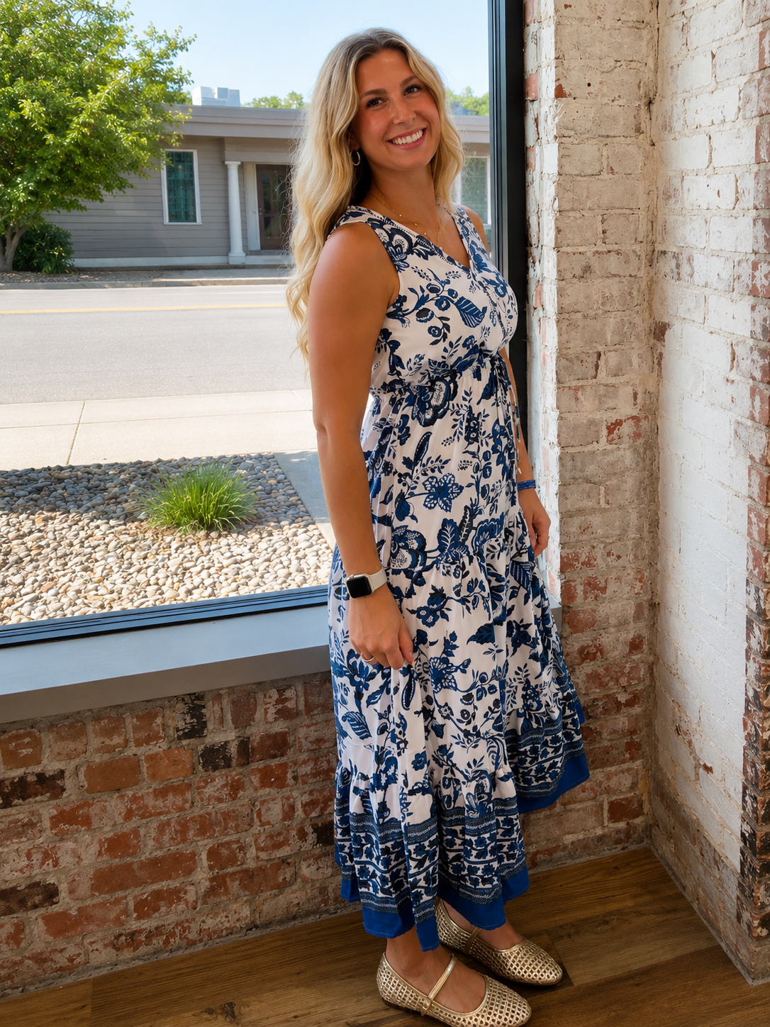 ROYAL BLUE FLORAL MAXI DRESS