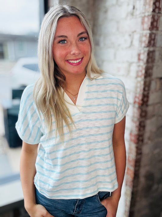 Lt Blue Stripe Top