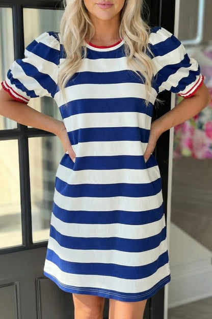 ROYAL BLUE STRIPE DRESS