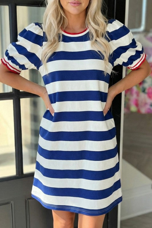ROYAL BLUE STRIPE DRESS