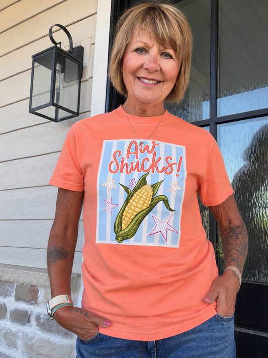 CORAL AW SHUCKS GRAPHIC TEE