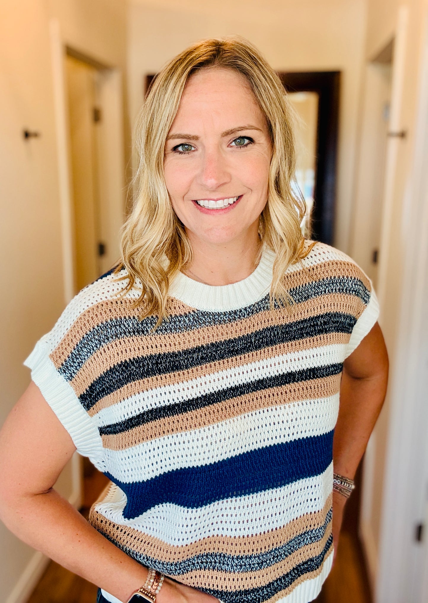 NAVY & NATURAL STRIPE KNIT TOP