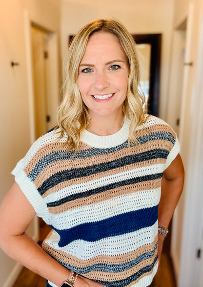 NAVY & NATURAL STRIPE KNIT TOP
