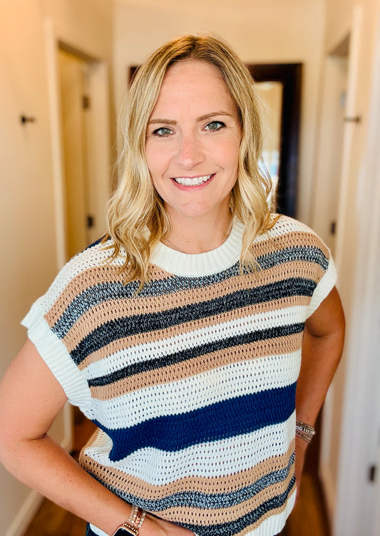NAVY & NATURAL STRIPE KNIT TOP
