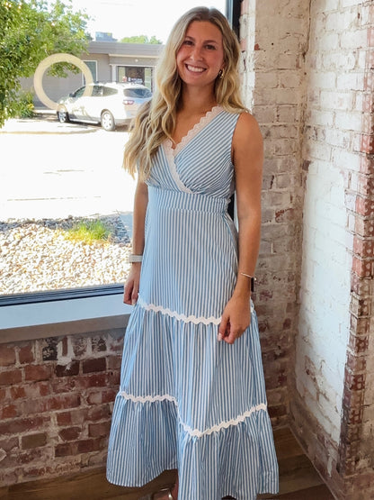 BLUE STRIPE MAXI DRESS