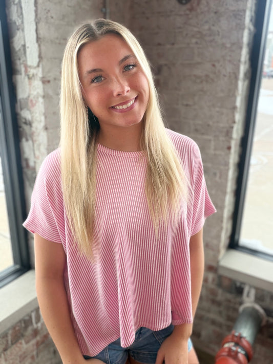 Baby Pink and White Striped Top