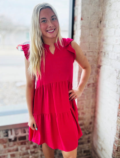 Hot Pink Tiered Dress
