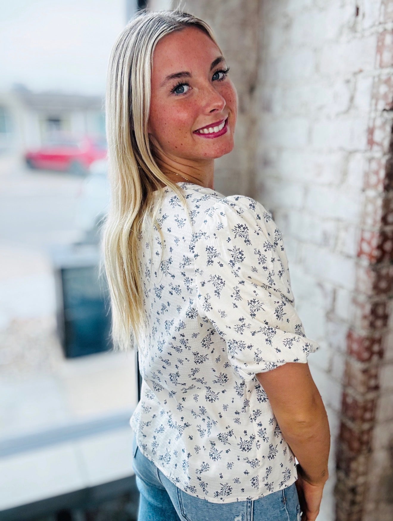 Ivory Floral Print Top