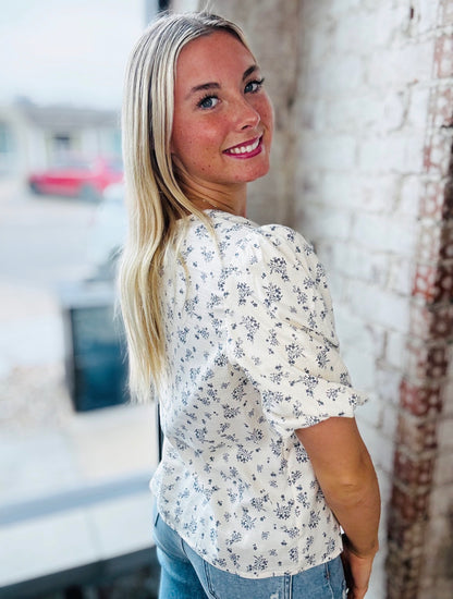 Ivory Floral Print Top