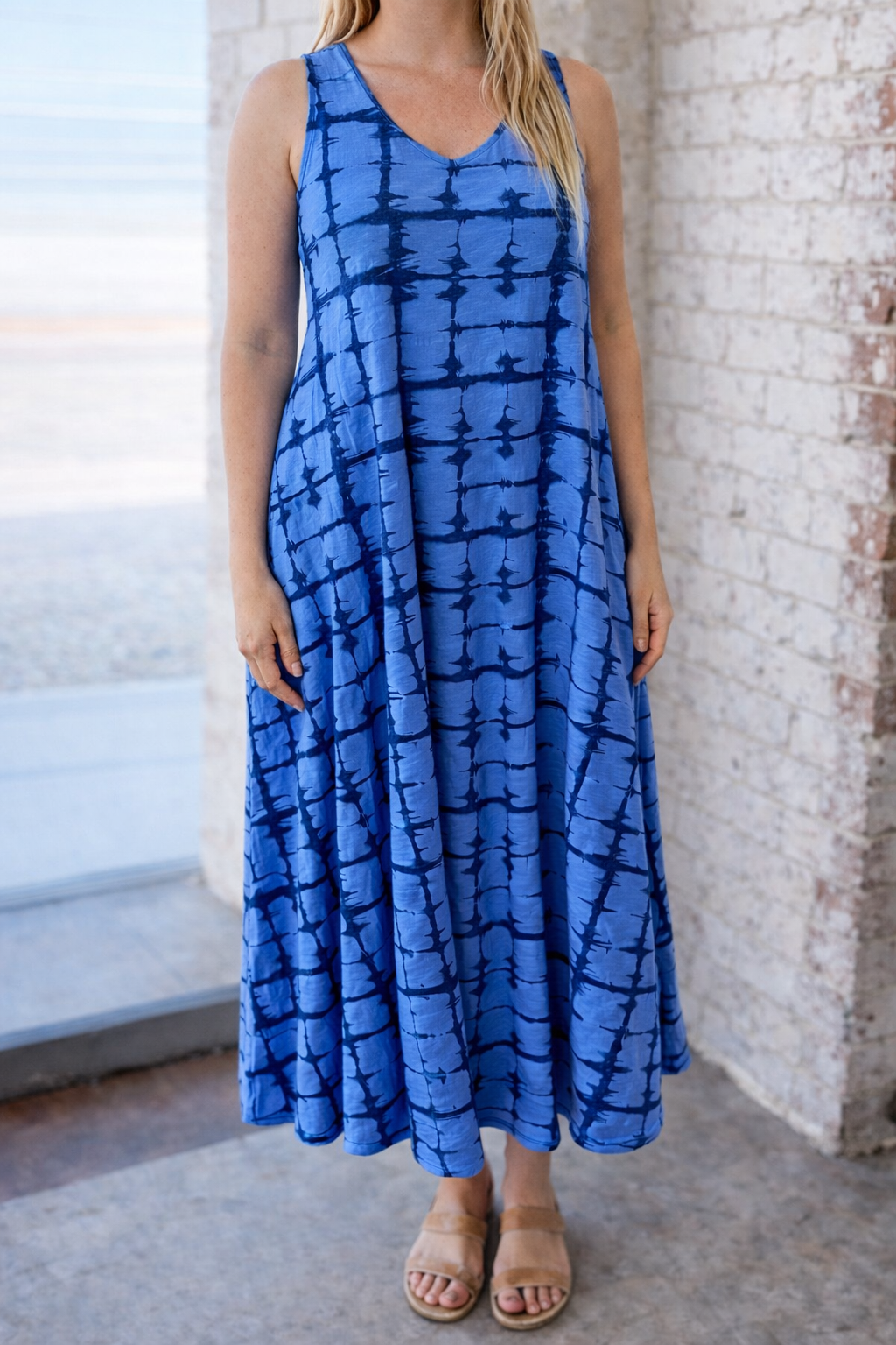 Bermuda Blue Print Sleeveless Dress