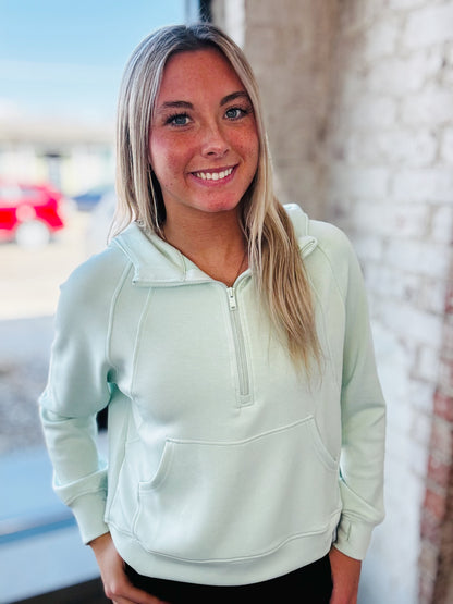Mint Scuba 1/4 Zip Hoodie