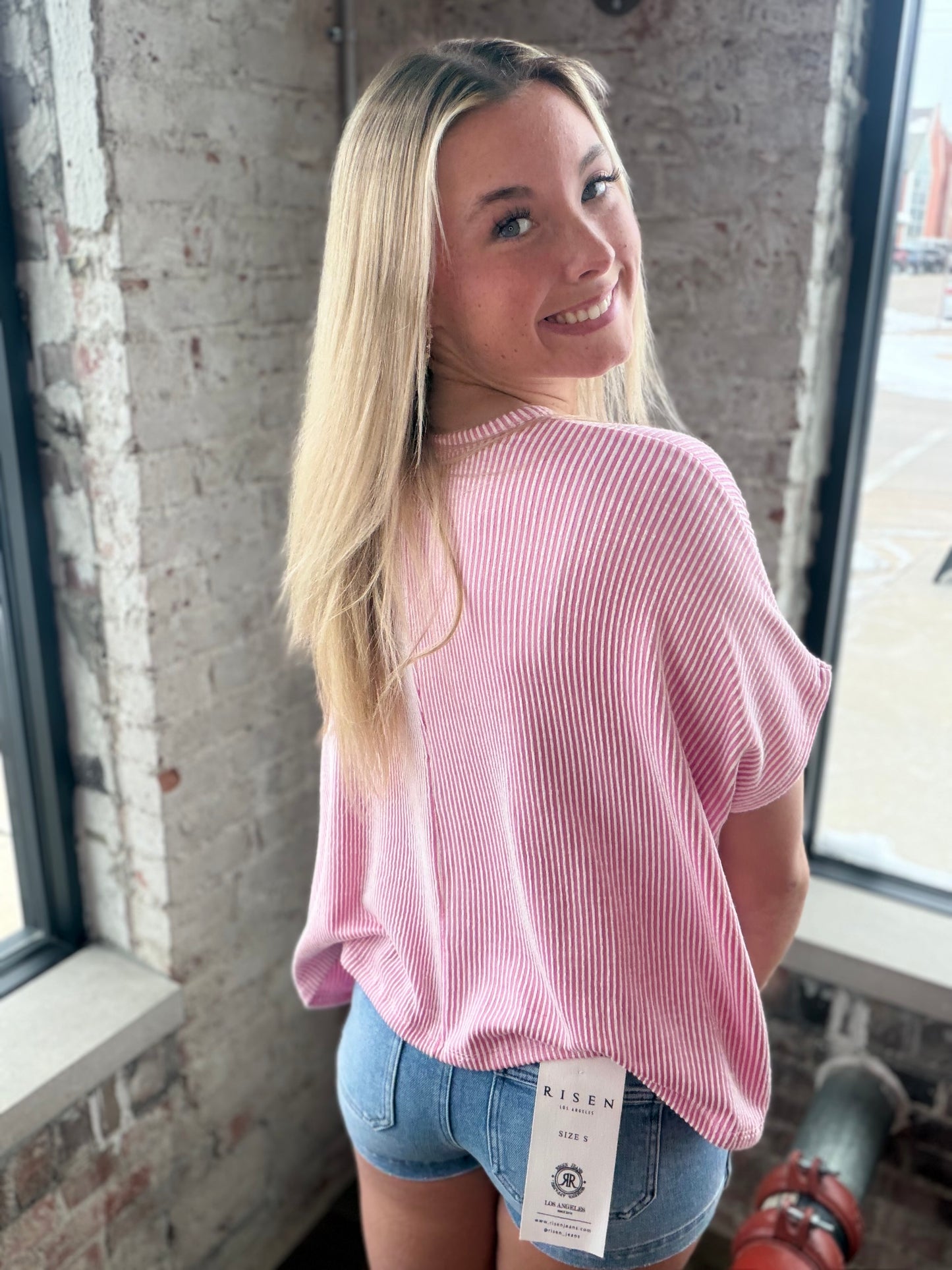 Baby Pink and White Striped Top