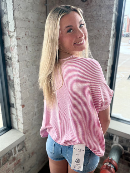 Baby Pink and White Striped Top