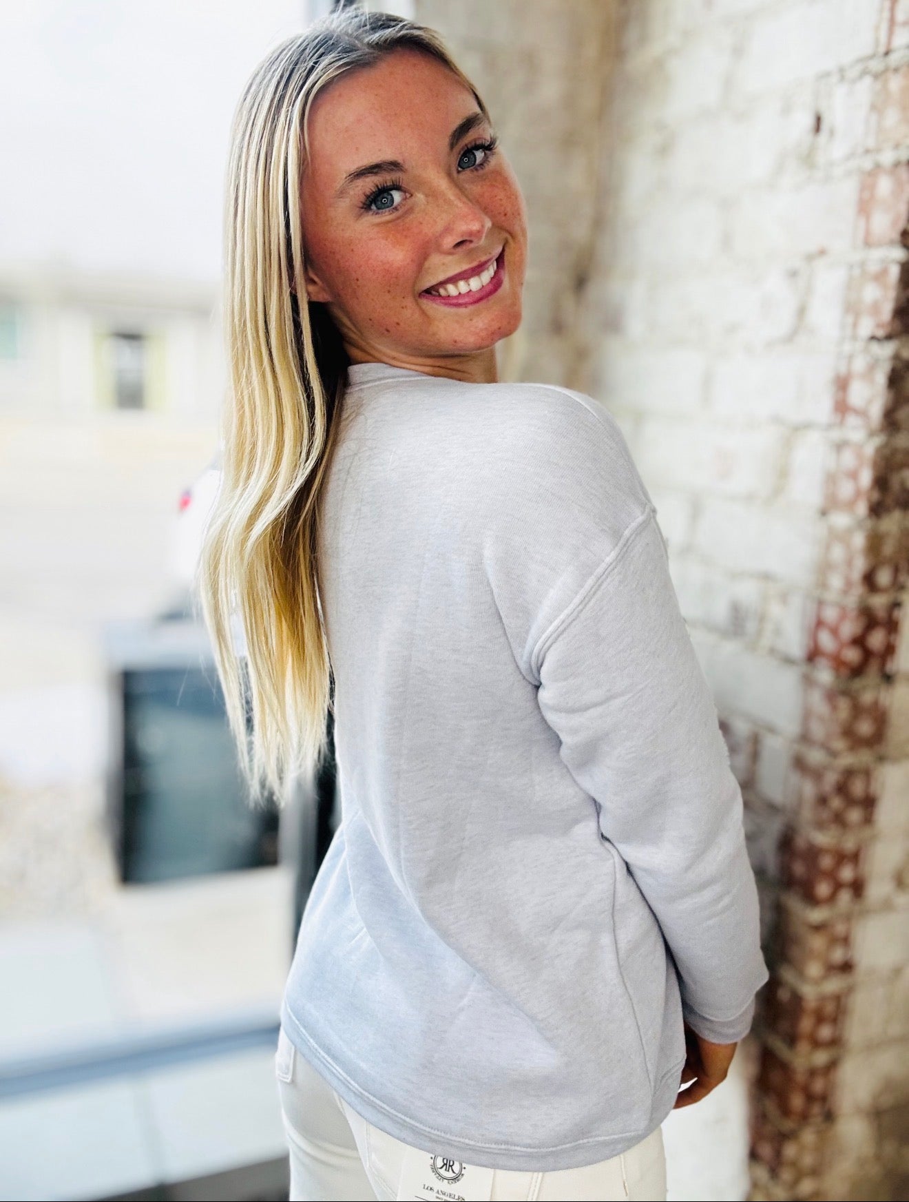 Heather Lavender “Beachy” Graphic Sweatshirt