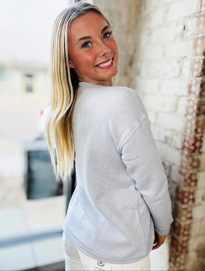 Heather Lavender “Beachy” Graphic Sweatshirt