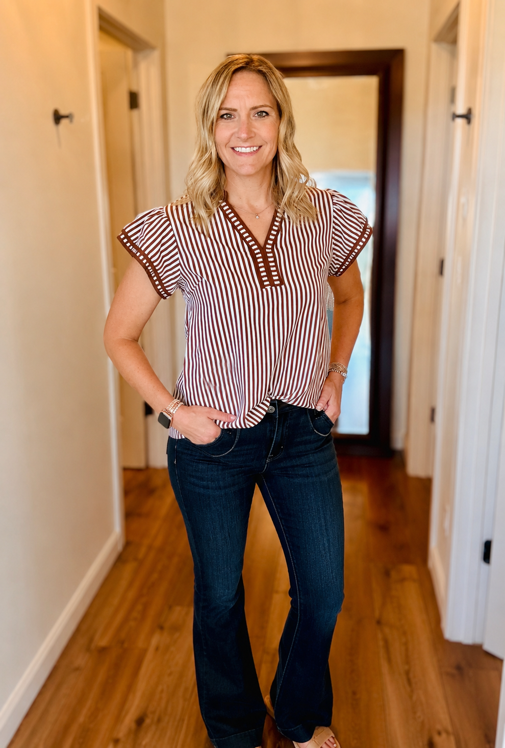CHOCOLATE & WHITE STRIPE TOP