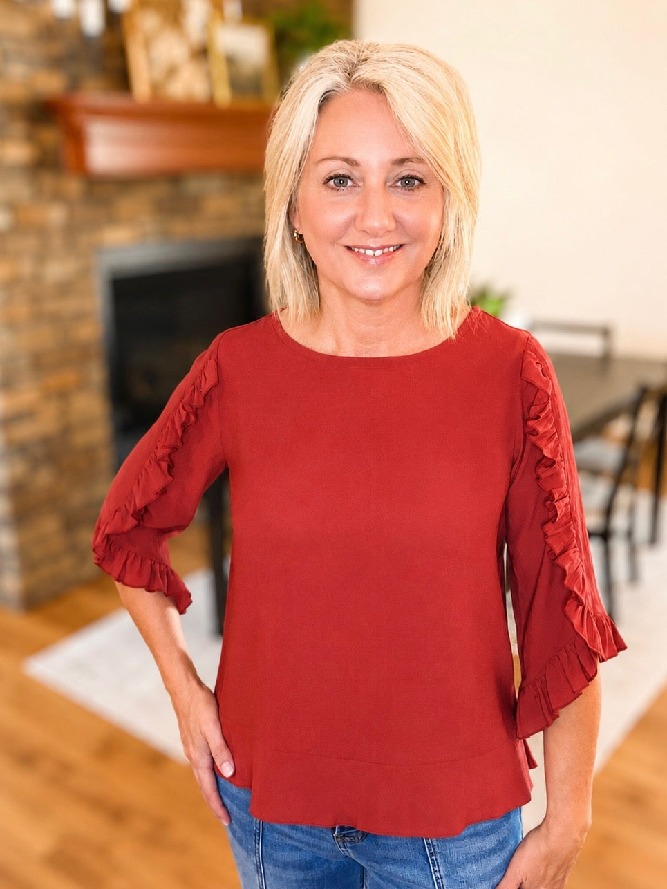 MULTIPLES RUFFLE SLEEVE TOP