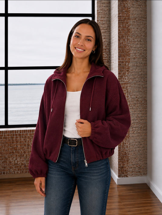 WINE HOODIE ZIP-UP