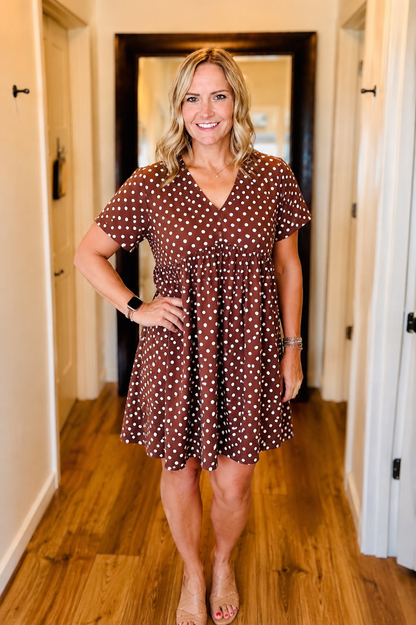 CHOCOLATE & IVORY POLKA DOT DRESS