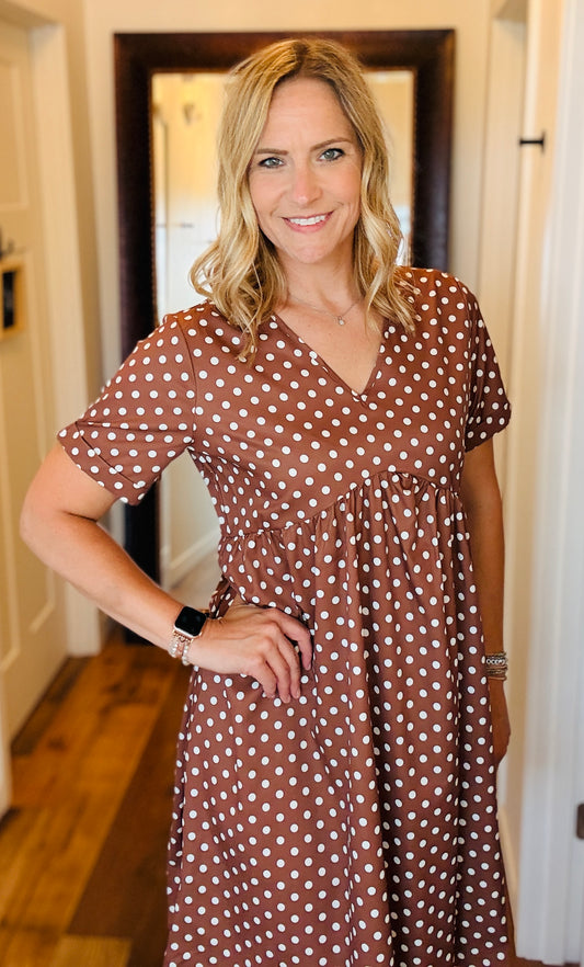 CHOCOLATE & IVORY POLKA DOT DRESS