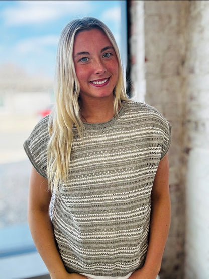 Lt Olive Stripe Sweater