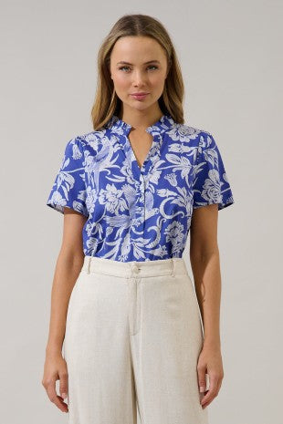 COASTAL BLUE PRINT TOP